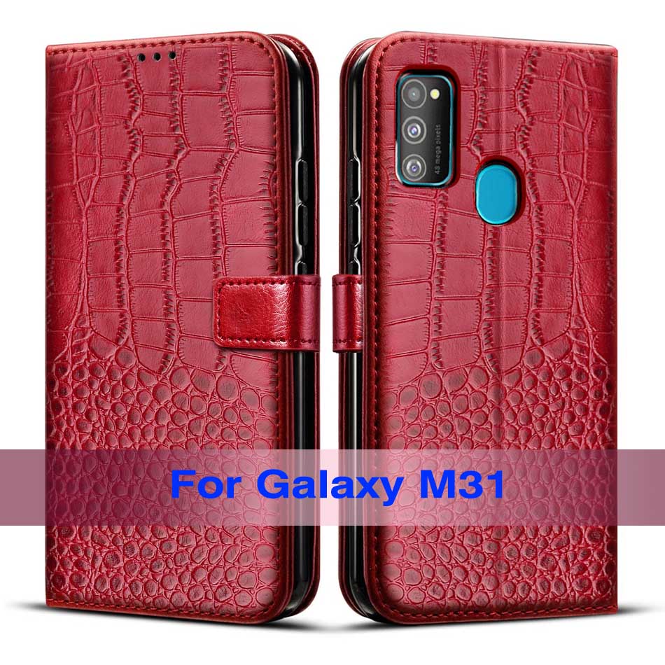 Funda abatible para Samsung M31, funda trasera de TPU de protección completa para Samsung Galaxy M31 M315F M 31, carcasa de teléfono de parachoques + ranura para tarjeta: Red