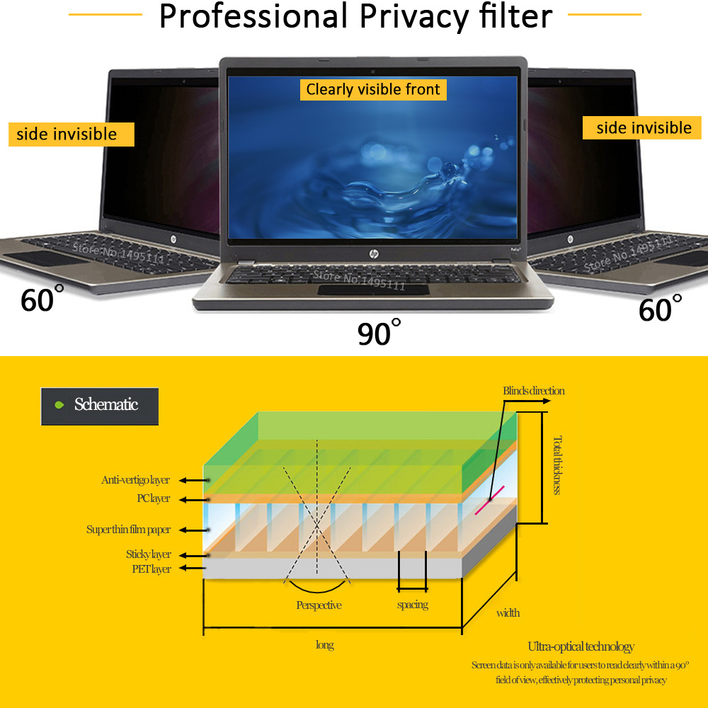 Til apple macbook pro 13 touch bar  a1706 a1708 a1989 størrelse 297mm*194.5mm antirefleks beskyttelsesfilm til privatlivsfilter