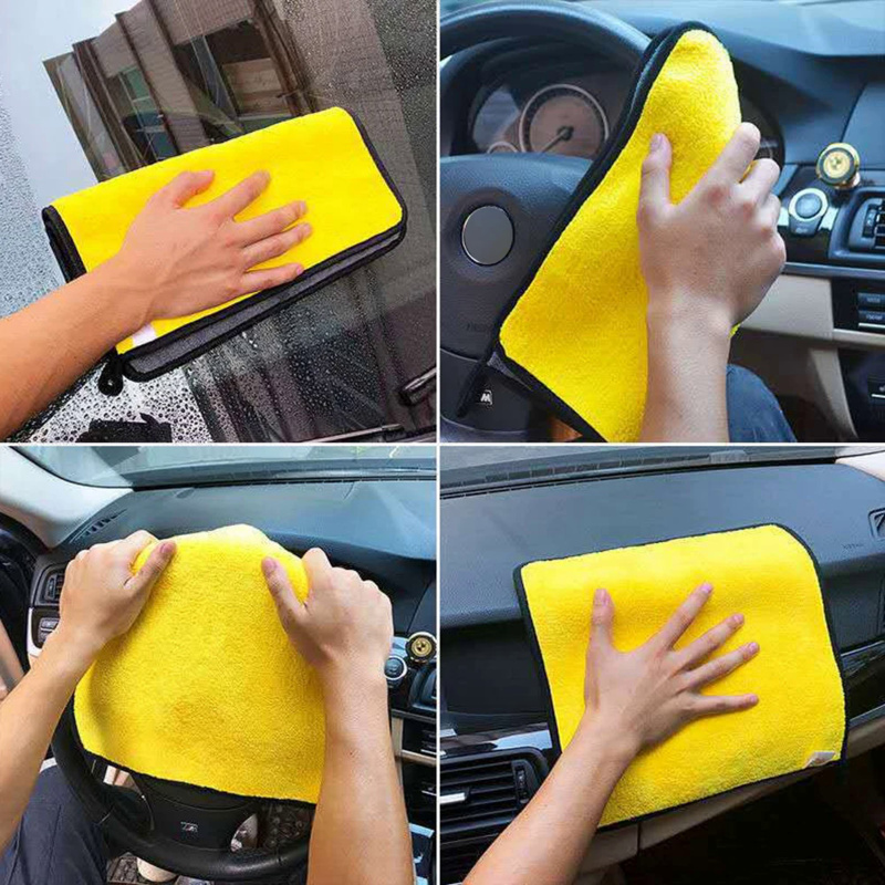 Toallas de lavado de microfibra para coche, paño de secado de absorción de agua, suave y grueso, doble capa, 30/40/60cm