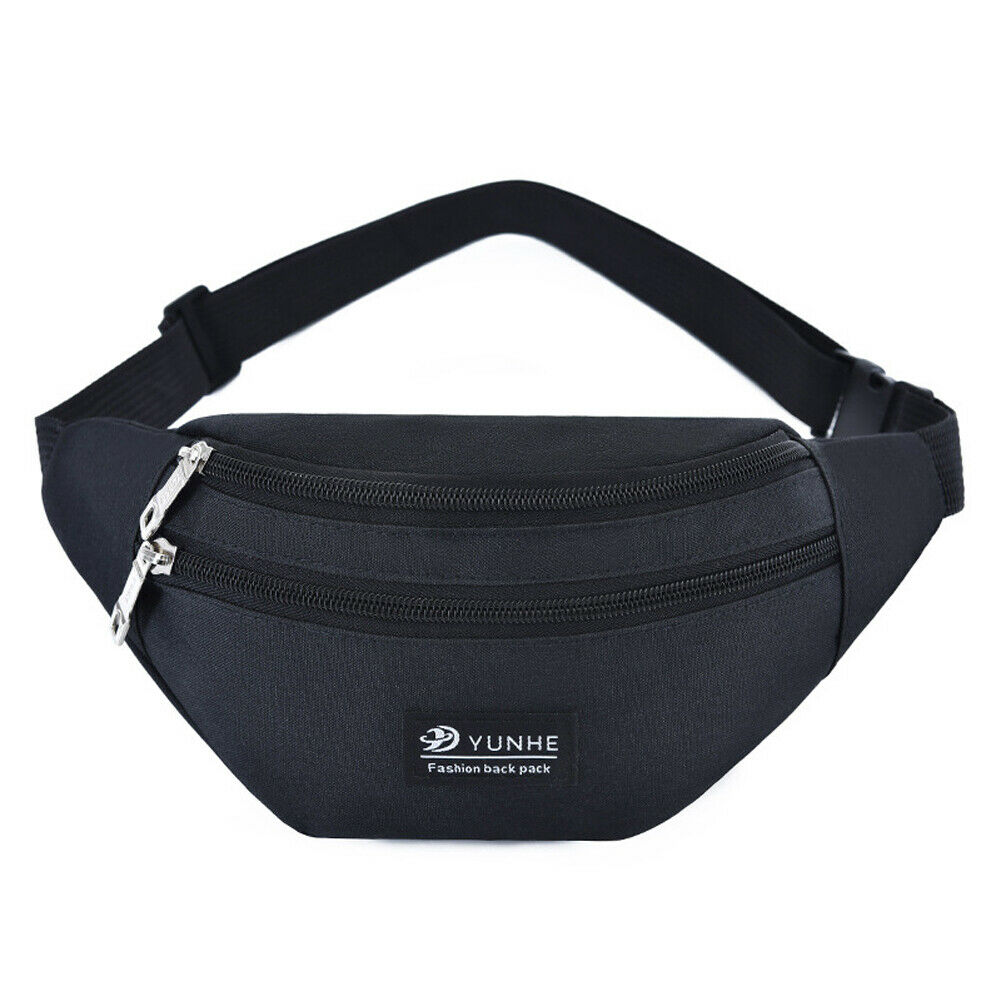 Unisex Taille Taschen Männer Frauen Taille Fanny Pack Sport Reise Gürtel Zipper Taille Beutel Crossbody-tasche: Black