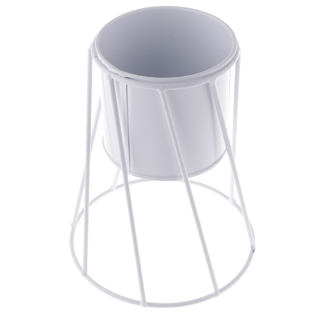 Jernplante vase stativ planter planter have balkon indretning metal blomsterpotte blomstervase hylde rack: B hvid