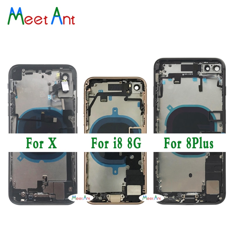 AAA For iphone 8 8G / 8 Plus / X Back Middle Frame Chassis Full Housing Assembly Battery Cover Door Rear with Flex Cable