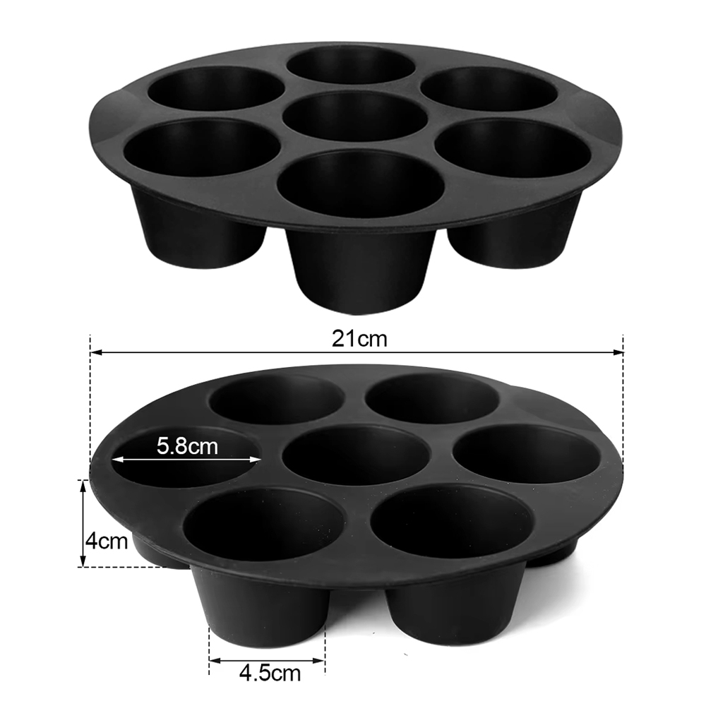 Molde para magdalenas de silicona Airfryer de 7 pulgadas y 7 tazas para Mini molde antiadherente para pastel de 3,5 a 5,8 L, accesorios para freidora de aire: Verde militar