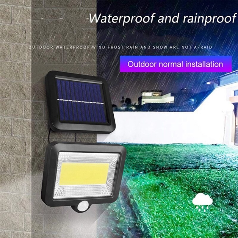 100 cob solenergi vægmonteret natlampe bevægelseslyssensor udendørs vandtæt sikkerhedslys til haven