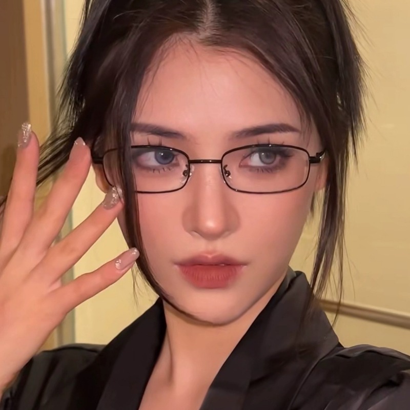 Gafas con montura cuadrada de Metal Harajuku Y2K, gafas pequeñas Retro para mujer, gafas de cristal japonesas para niñas, gafas decorativas antiazules