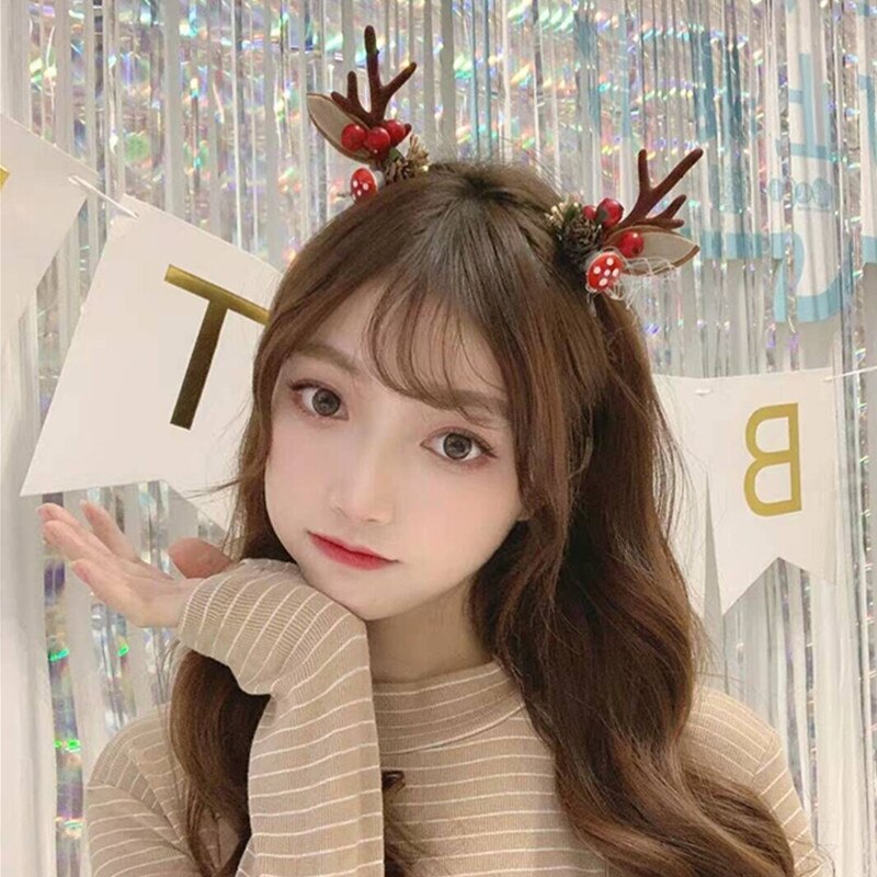 Kerst Ornamenten Hoofdband Dubbele Pony Kapsel Haarspeld Kappers Hoofddeksels Haar Gadgets Kerst Hoofdband Elf Oren Hoorns