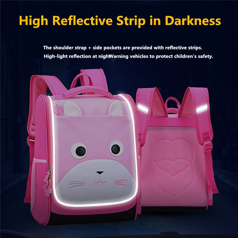 Okkid Primaire Schooltassen Voor Meisjes Schattige Waterdichte Roze School Rugzak Kinderen Boek Tas Reflecterende Strip Kids Rugzak Meisjes