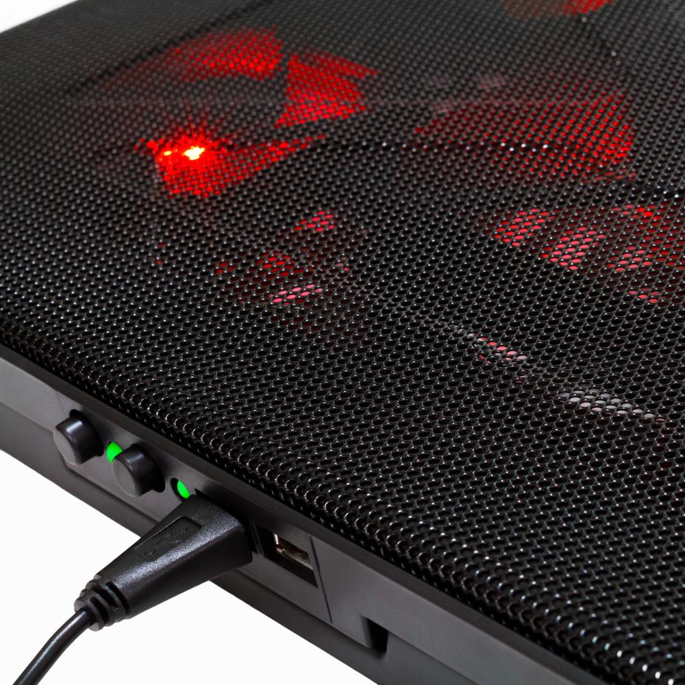Mars Gaming MNBC2, Base Refrigeradora para PC, hasta 17.3", Refrigerador Portatil 5 ventiladores, LED roja, 2 x USB2.0