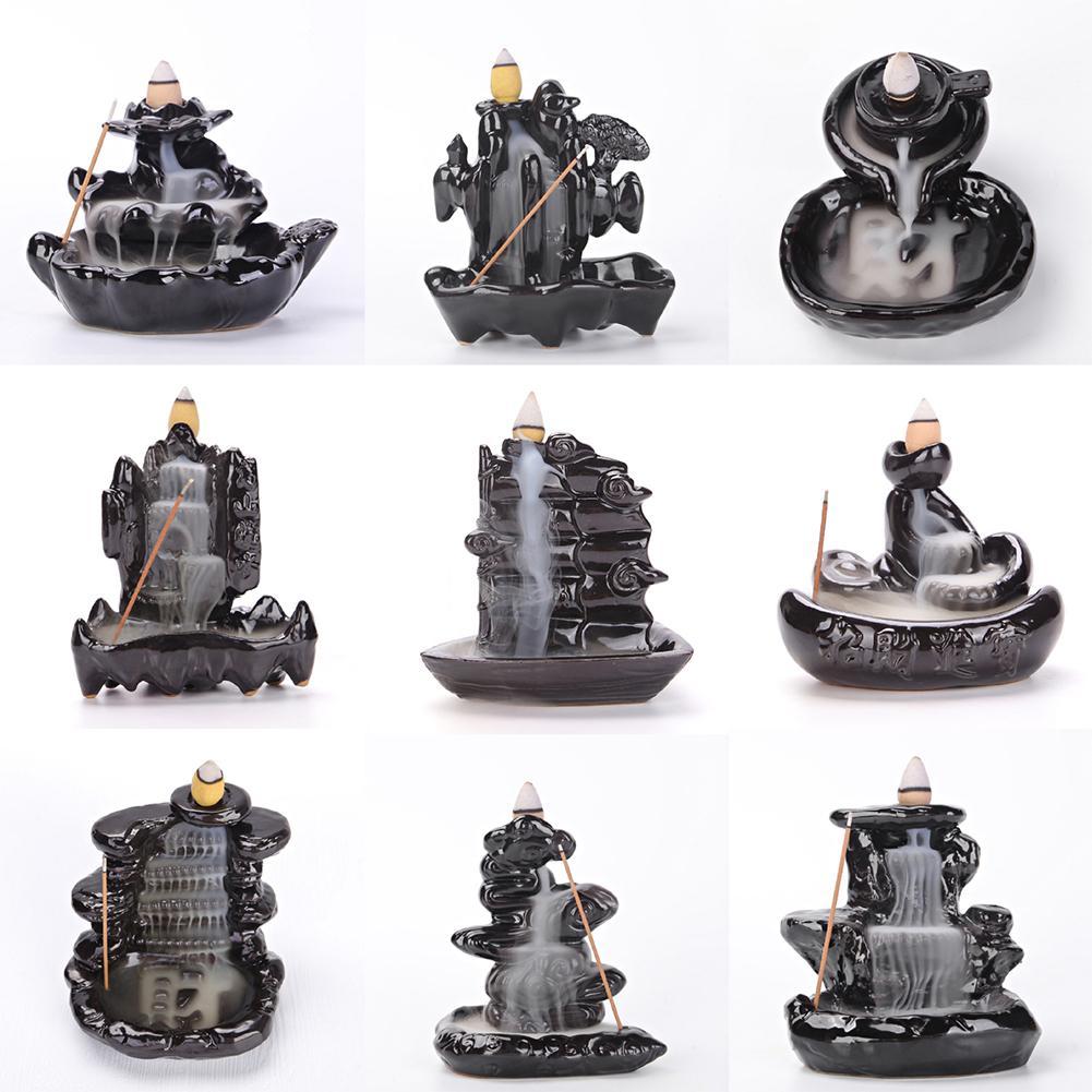 1pc criativo cachoeira queimador de incenso suporte de incenso cerâmica artesanal backflow queimador de incenso decoração cones