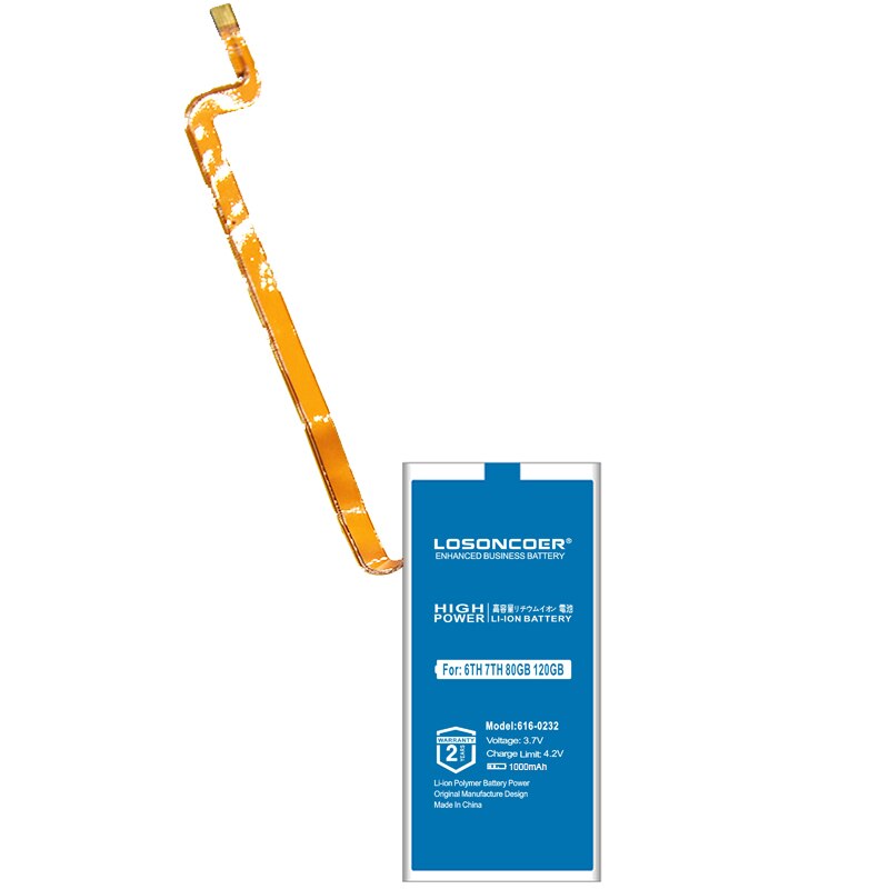 616-0232 1000mAh Battery For ipod Classic Gen 5th 7th 6th 120GB 80GB Thin 160GB For Ipod 5/5.5 Gen 30Gb 616-0229 Battery