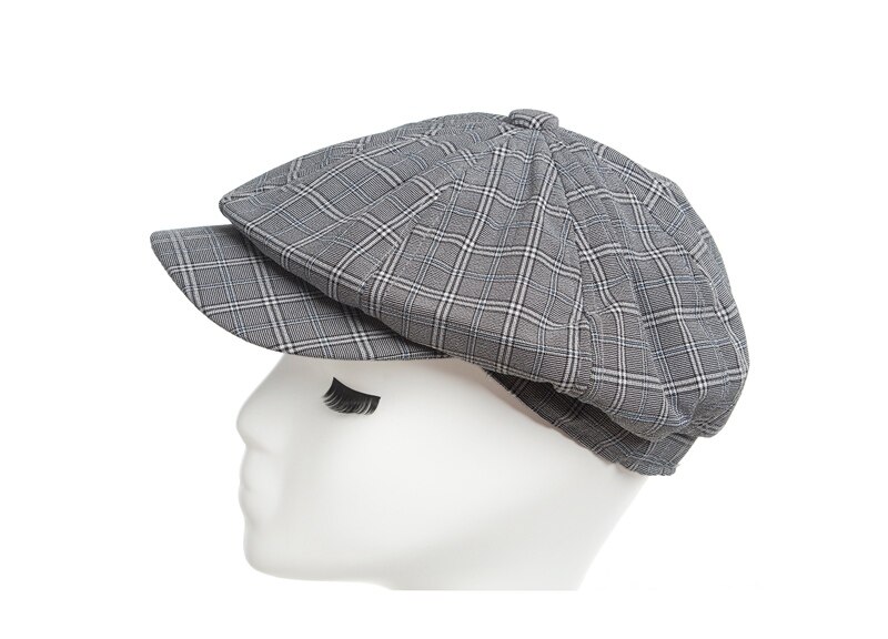 Octagonal cap Cotton and linen Octagonal cap for lady Autumn Winter Unisex lattices line elegance Newsboy cap: Gray