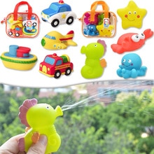 4 Pcs Cute Animals Swimming Water Toys Children Play Water Play Soft Plastic Water Spray Toy Bathing Toy for Baby