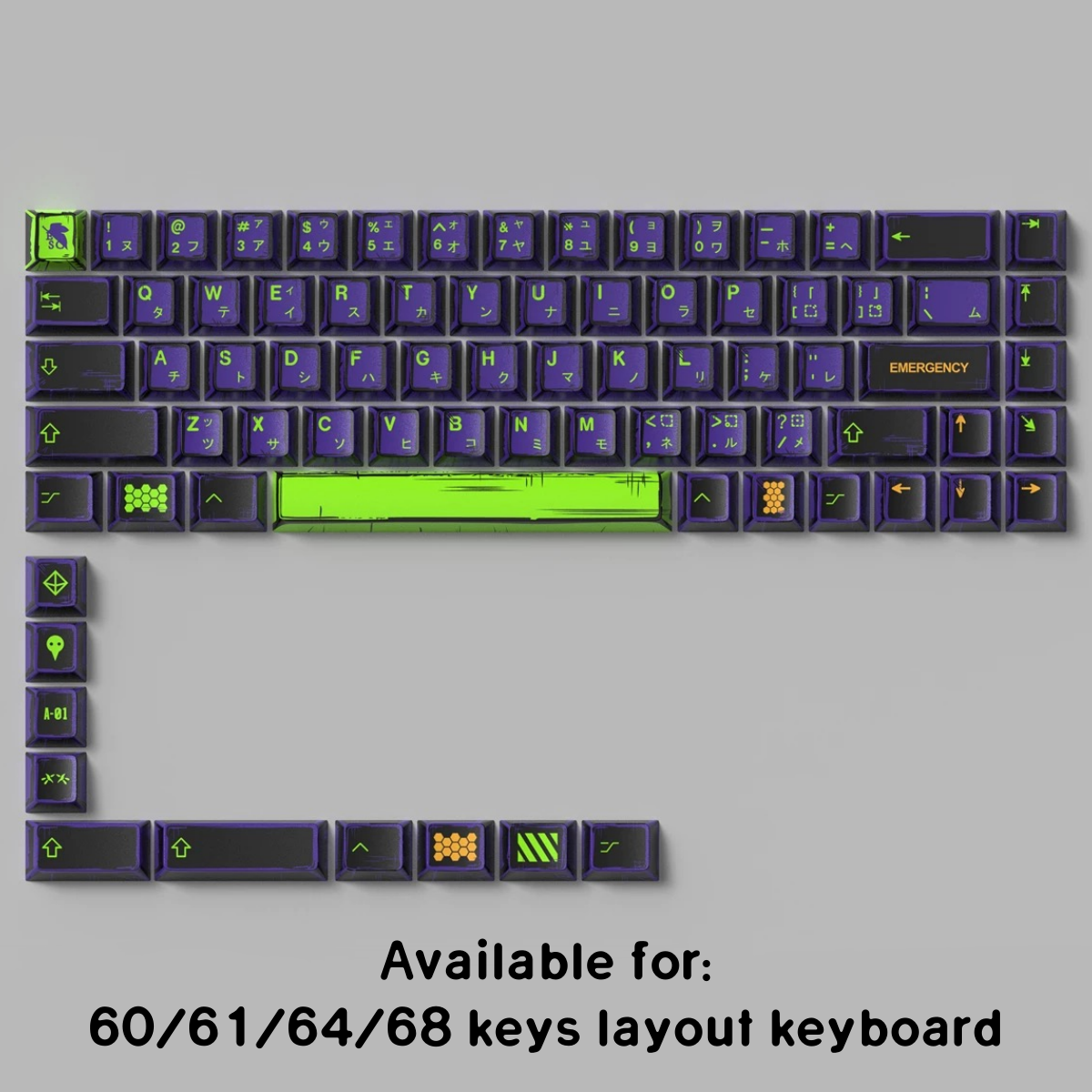 EVA 01 Mechanical keyboard Keycaps Cherry Profile PBT 78/151 Keys Dye-Sub Comic Style Keycaps For MX Switches Wooting ISO Layout: BROWN