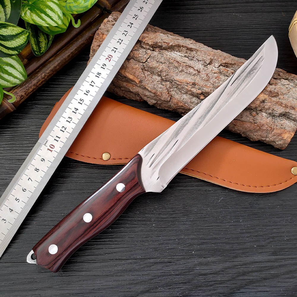 Handmade Forged Stainless Steel Kitchen Knife Boning Knife Cleaver Wood Handle Butcher Knife Fruit Vegetables Cutting Tool