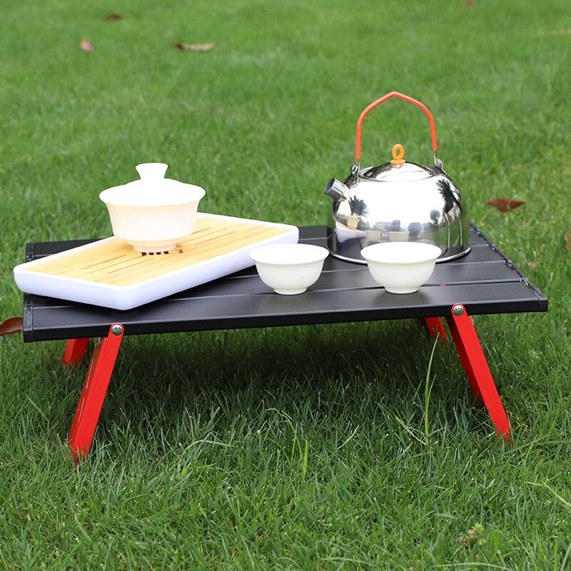 Ultralet kompakt mini strand picnic foldebord med bærepose aluminiumslegering udendørs bærbar camping bbq rejsebord