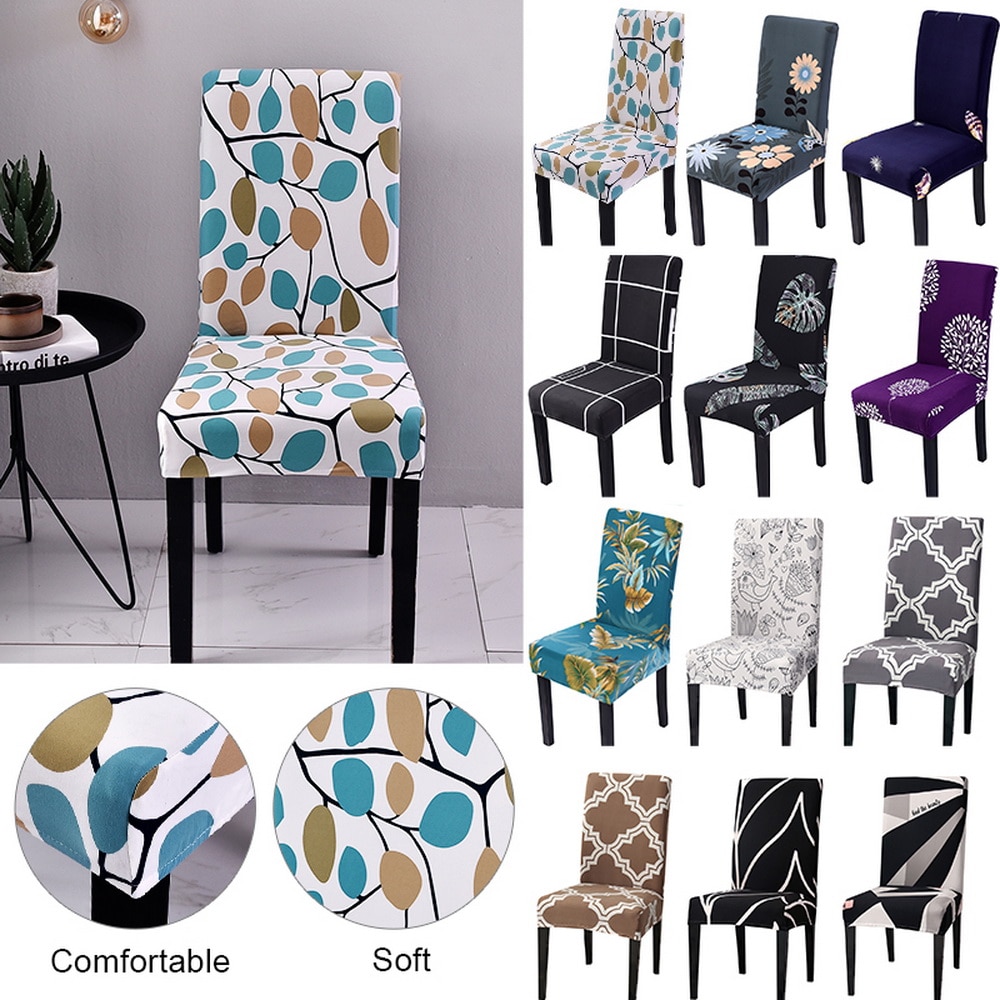 Junijour blomstertrykk stoltrekk spandex tøye ut elastisk stoltrekk til bryllup spisestue kontor bankett hus deco