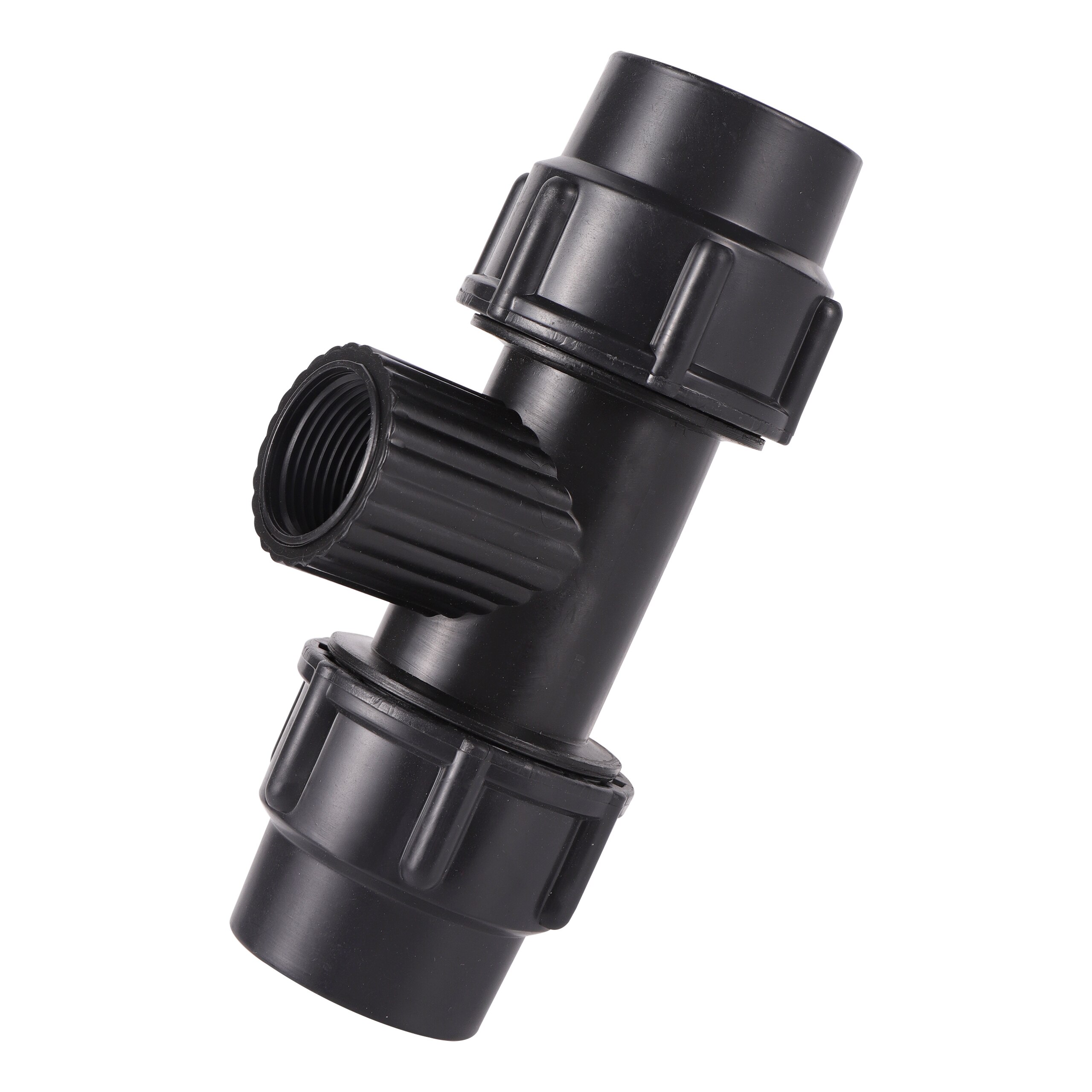 Conector de tubo de riego de PVC y PE, accesorio negro de rosca de 1/2 &quot;3/4&quot; 1 &quot;a 20/25/32mm, Junta bloqueada de conversión de 3 vías