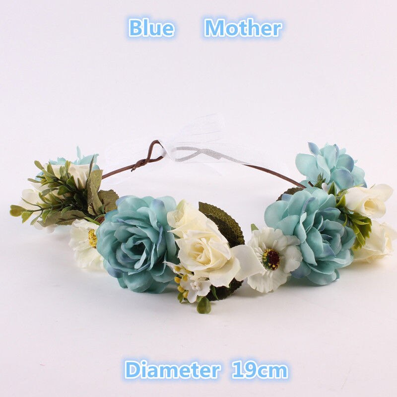 Vrouwen Meisjes Boho Bloem Bloemen Haarband Hoofdband Kroon Partij Bruid Strand: Mother Blue