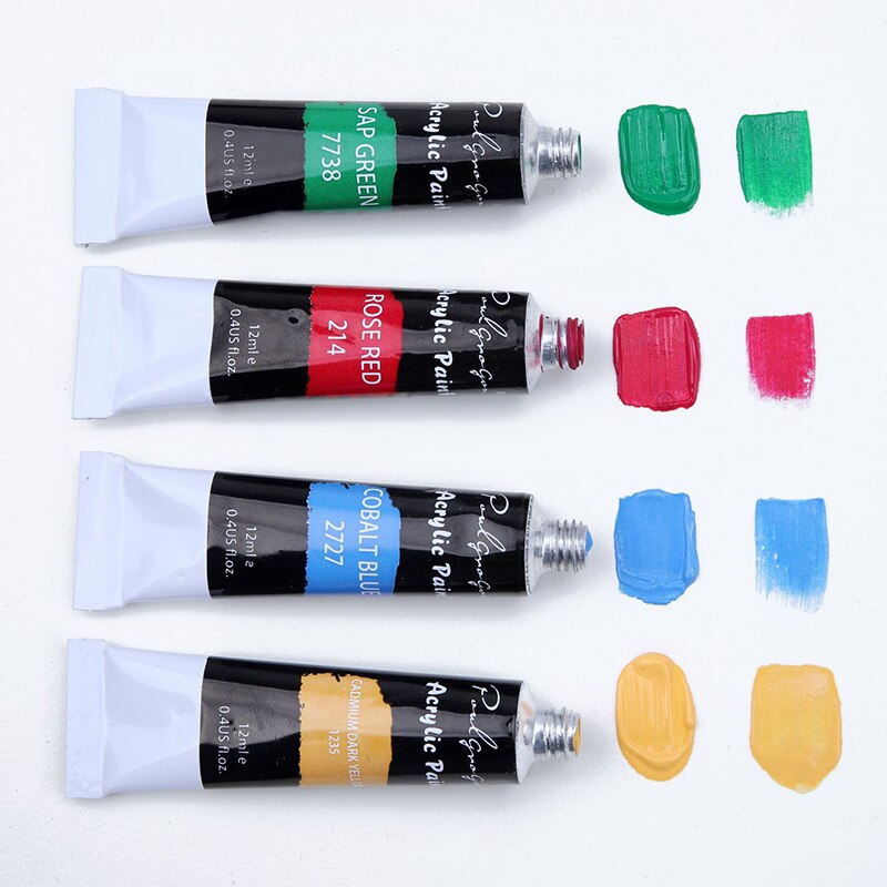 12/24 Color Acrylic Paint Set Home DIY Painting Drawing Pigment Art For Craft Artist 12ml Tubes