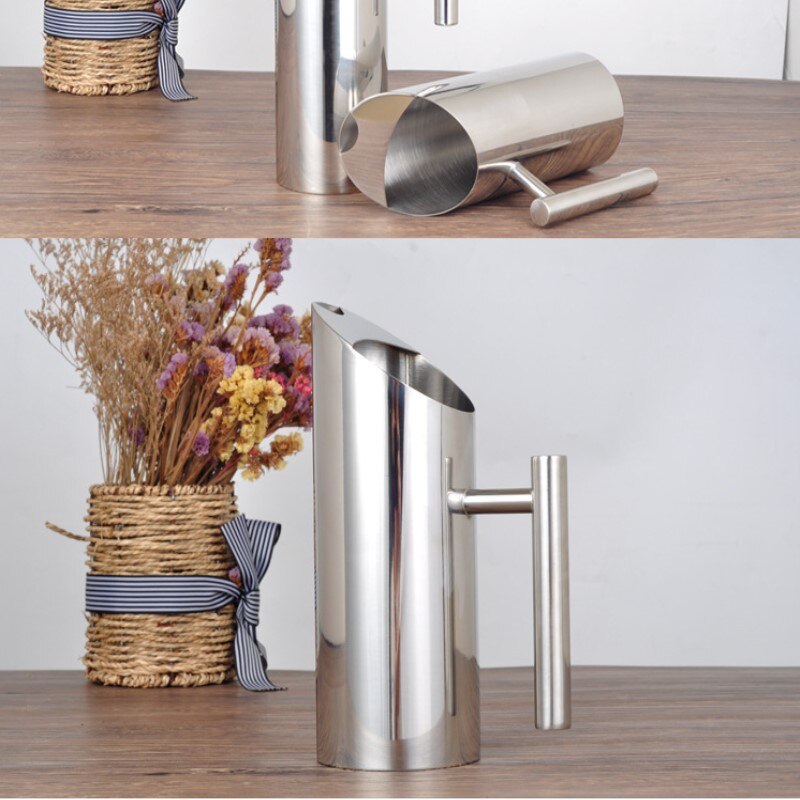 Zilveren Roestvrij Staal Fruit Tie Pot Water Tie Pot Rechte Lichaam Tie Pot Bar Curling Koude Ketel Functie jug