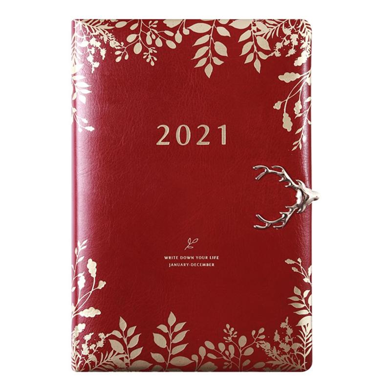 Retro Planning Notebook Annual Note Book Portable Schedule Note Book: Dark Red