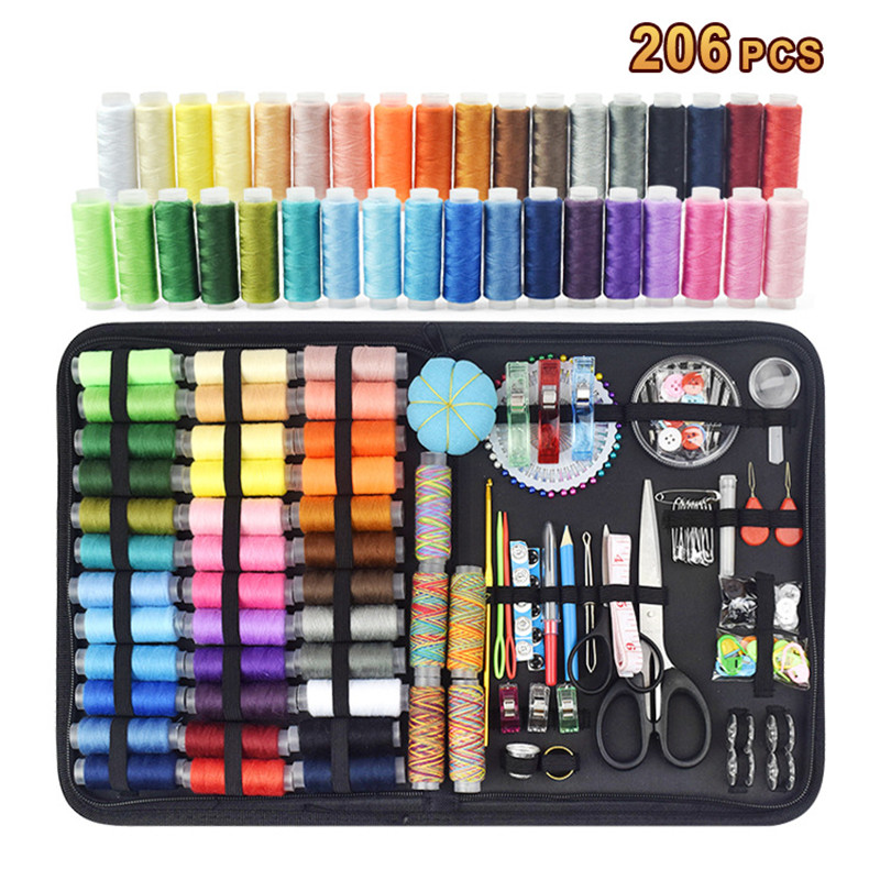 Caja de costura multifunción, Kit de viaje de 68-230 piezas, bolsa de almacenamiento de hilo de aguja de puntada, tela artesanal, de Navidad para mamá