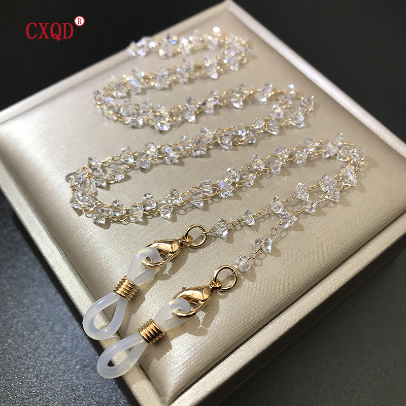 Cadenas para máscara de gafas de sol para mujer, cordón para gafas con cuentas de cristal triangular de 4mm, joyería de , accesorios para colgar en el cuello: Rojo óxido
