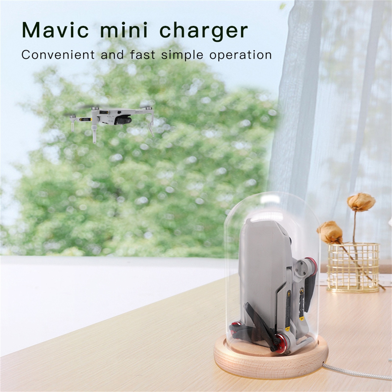 Mavic Mini Lader Oplaadstation + Glas Cover Met Magnetische Micro Usb Kabel Voor Dji Mavic Mini/Mavic Mini 2 Drone Accessoires