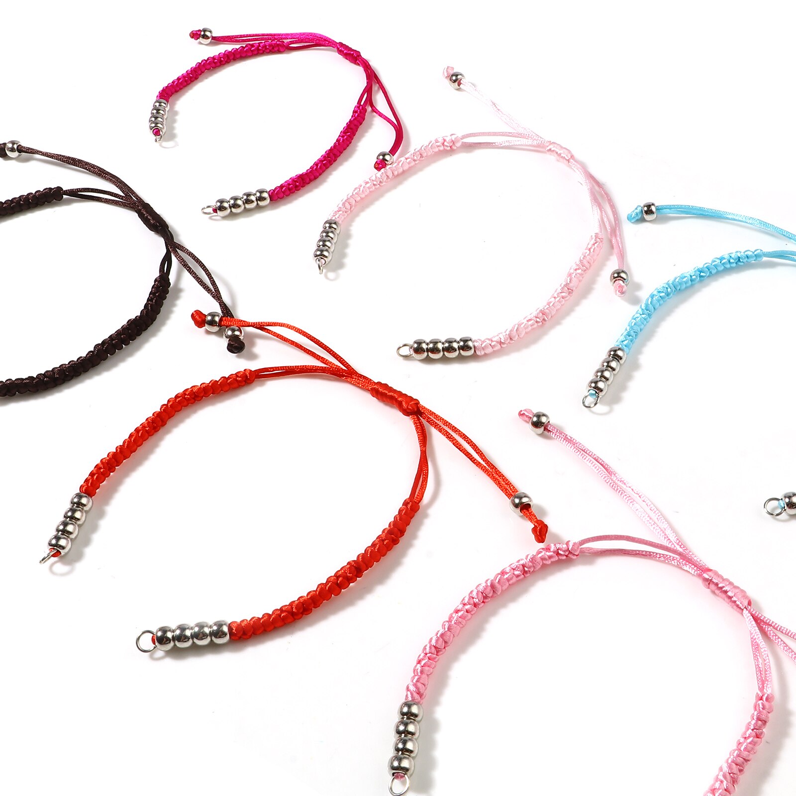 5 stk polyester flette flette armbånd tilbehør funn justerbart armbånd for gjør-det-selv smykker finne 19cm(7 4/8 ") lang