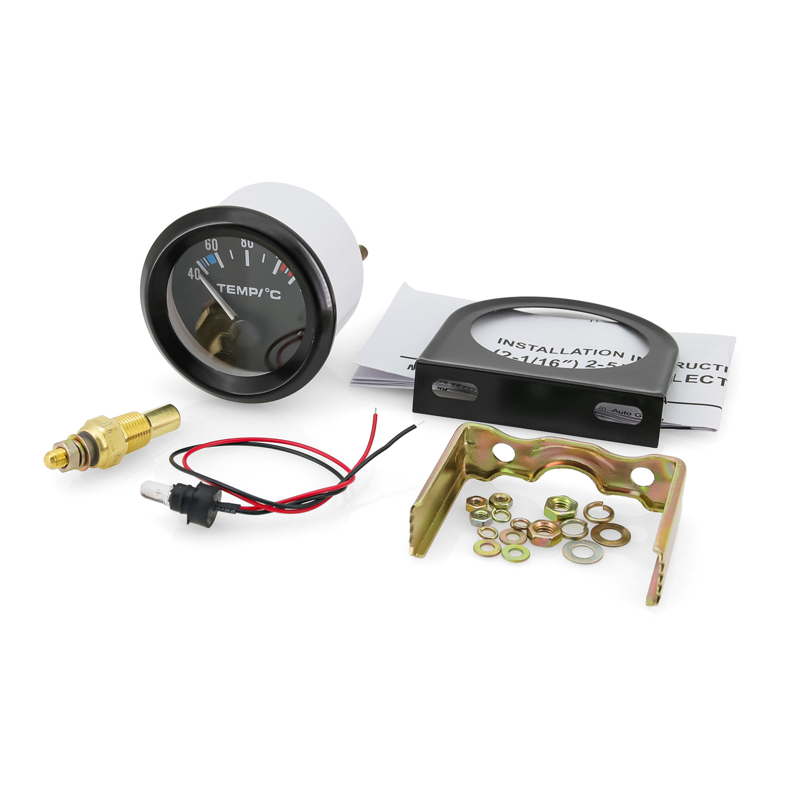 Medidor de temperatura automático con Sensor 1/8 NPT 52mm LED Digital indicador de temperatura de aceite/agua PSI prensa de aceite medidor negro apto para coche de gasolina