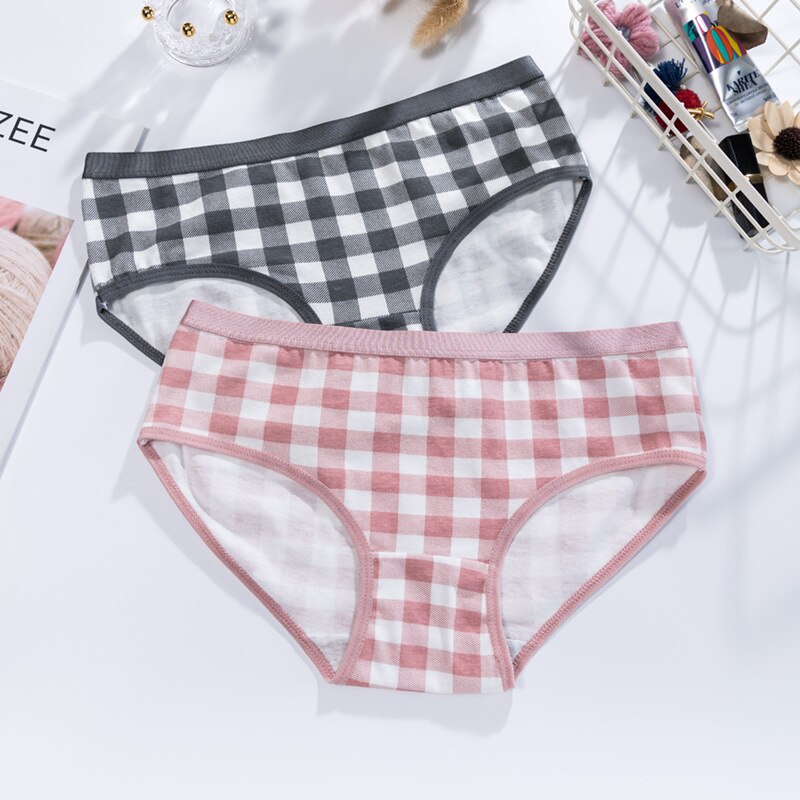 2021 New Fashion 4 pz/lotto mutandine da ragazza Plaid intimo slip in cotone ragazza Lingerie morbido e confortevole Panty