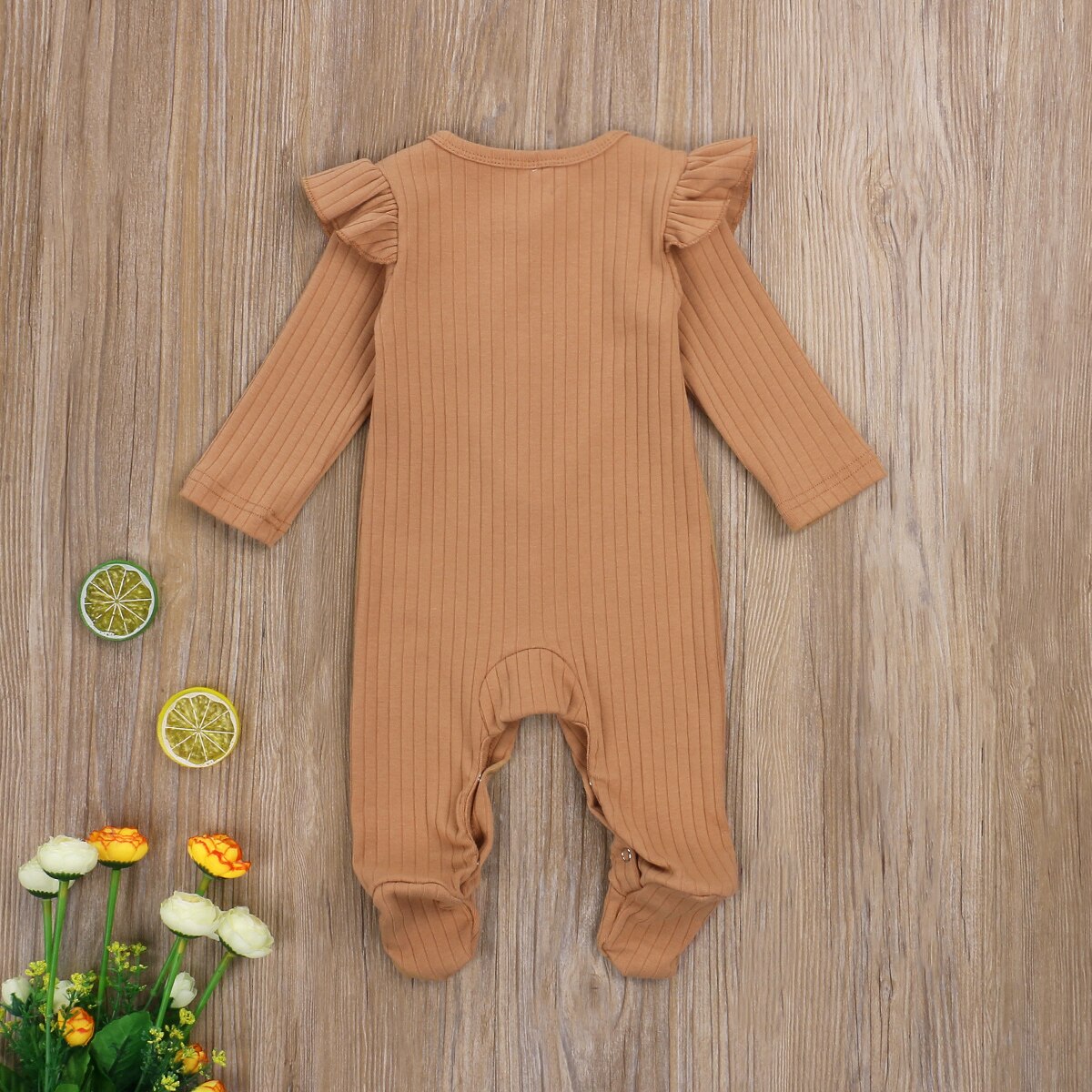 0-6M Herfst Winter Kid Pasgeboren Baby Meisjes Jongens One-Stukken Bodysuit Footies Leuke Lange Mouwen Effen kleur Gebreide Jumpsuit Pyjama