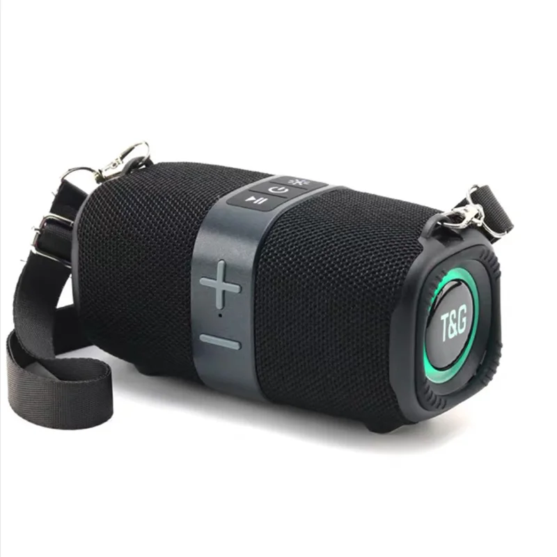 T&G TG667 Altavoz Bluetooth portátil con luz LED cruzada para exteriores, nivel de apariencia pequeño y alto, Compatible con USB/AUX/TF/FM: Negro