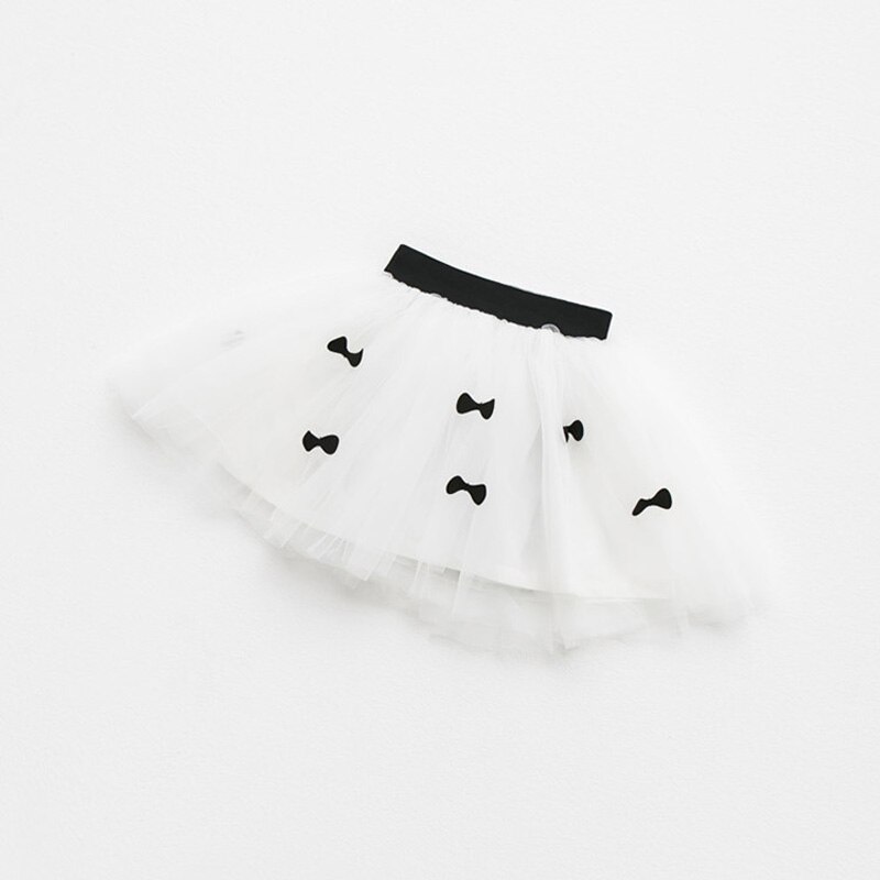 Korean Style Girls Skirt Cute Bow Mesh Skirt for Kids Ball Gown Skirts 80-140cm DT309: white / 3T