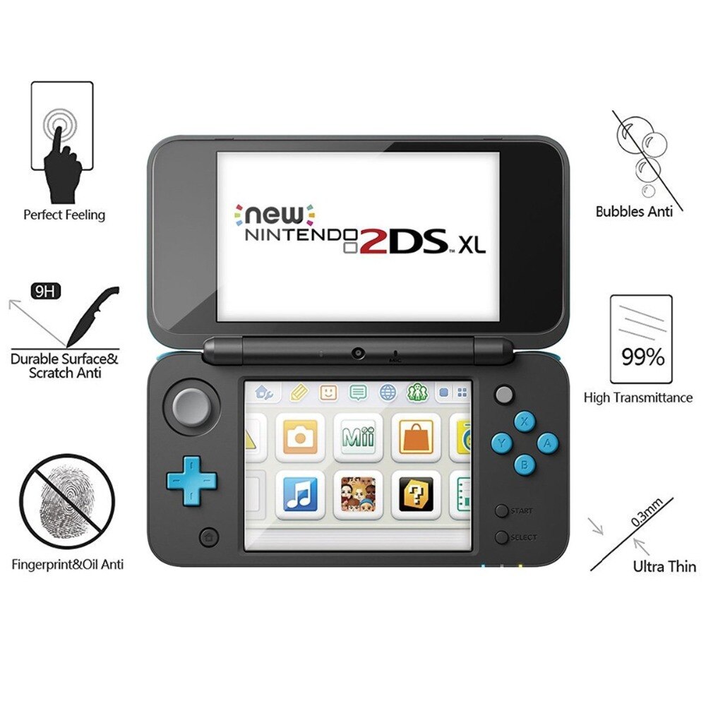 Verre trempé haut LCD protecteur d'écran HD cristal clair bouton LCD écran de protection filtre pour Nintendo 2DS XL 2DS LL