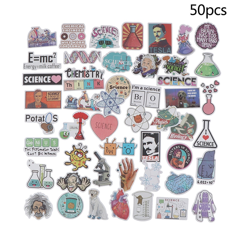 50Pcs Lab Computer Stickers Koelkast Koffer Decoratie Gemengde Decal