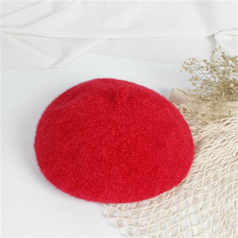 baby låve jenter lue beret vintervarmere fransk kunstner luer ski caps: E