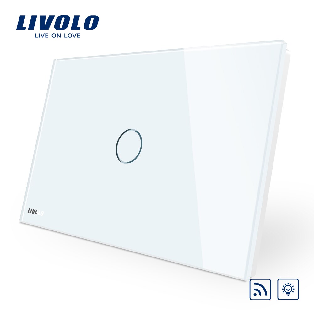 LIVOLO Wall Switch Ivory White Glass Panel, AU US C9 Standard Touch Light Switch with LED indicator,dimmer remote control: 1 gang dimmer remote