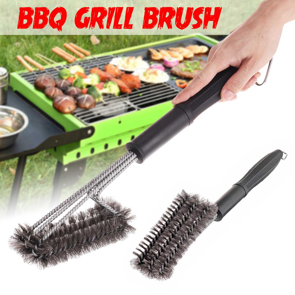 18 Inch Grill Borstel Bbq Gereedschap Grill Borstel 3 Rvs Borstels In 1 Cleanin Bbq Accessoires Beste Cleaner barbecue