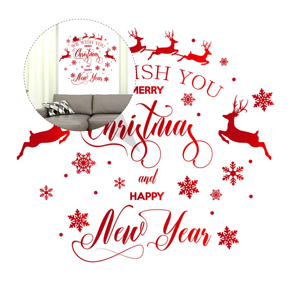 1Pc Christmas Decorative Stickers Elk Pattern Wallpaper Room Background Sticker