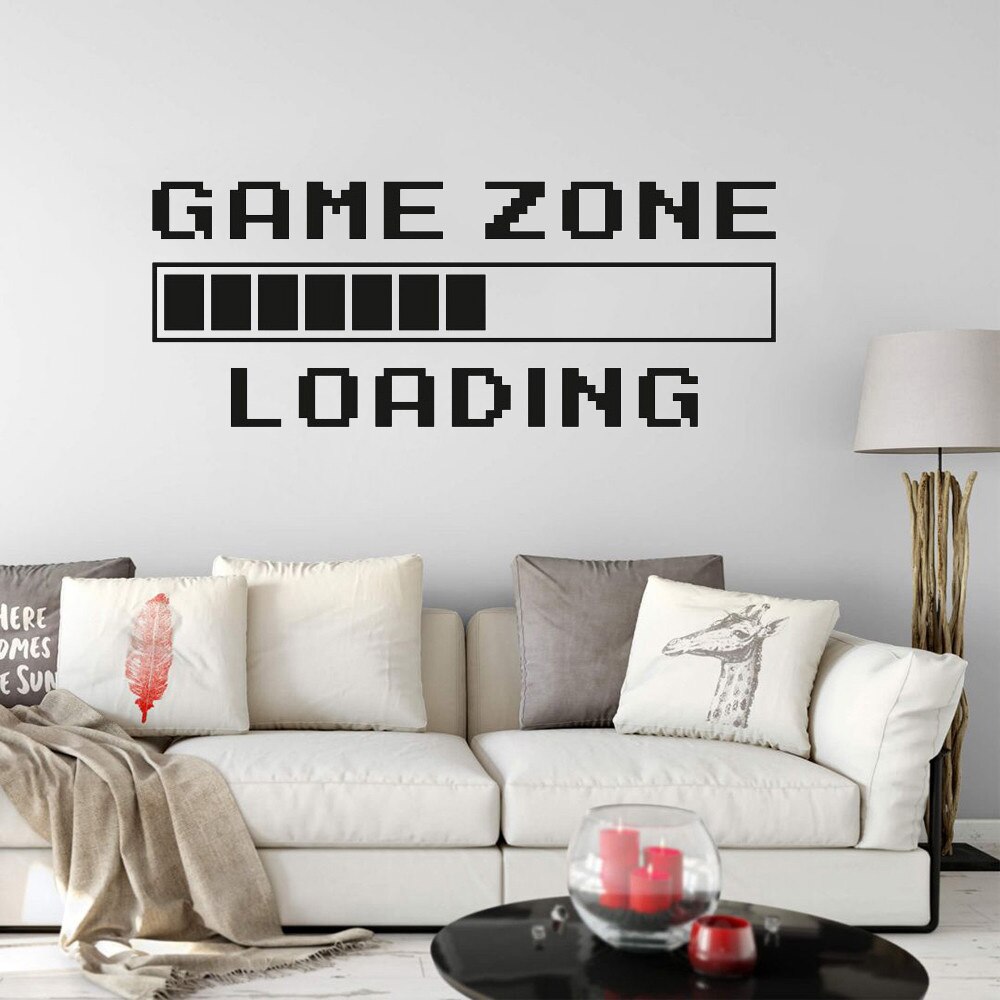 Spil værelse hjem indretning computer videospil zone loading decal væg citat vægmaleri gamer tegn vinyl vægklistermærke legerum indretning