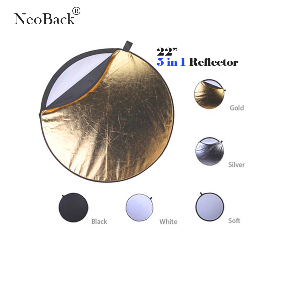 Neoback 22 " 56cm 5 in 1 bærbar sammenklappelig lys runde fotograferingsreflektorer til studio multifotodiske diske studioreflektor