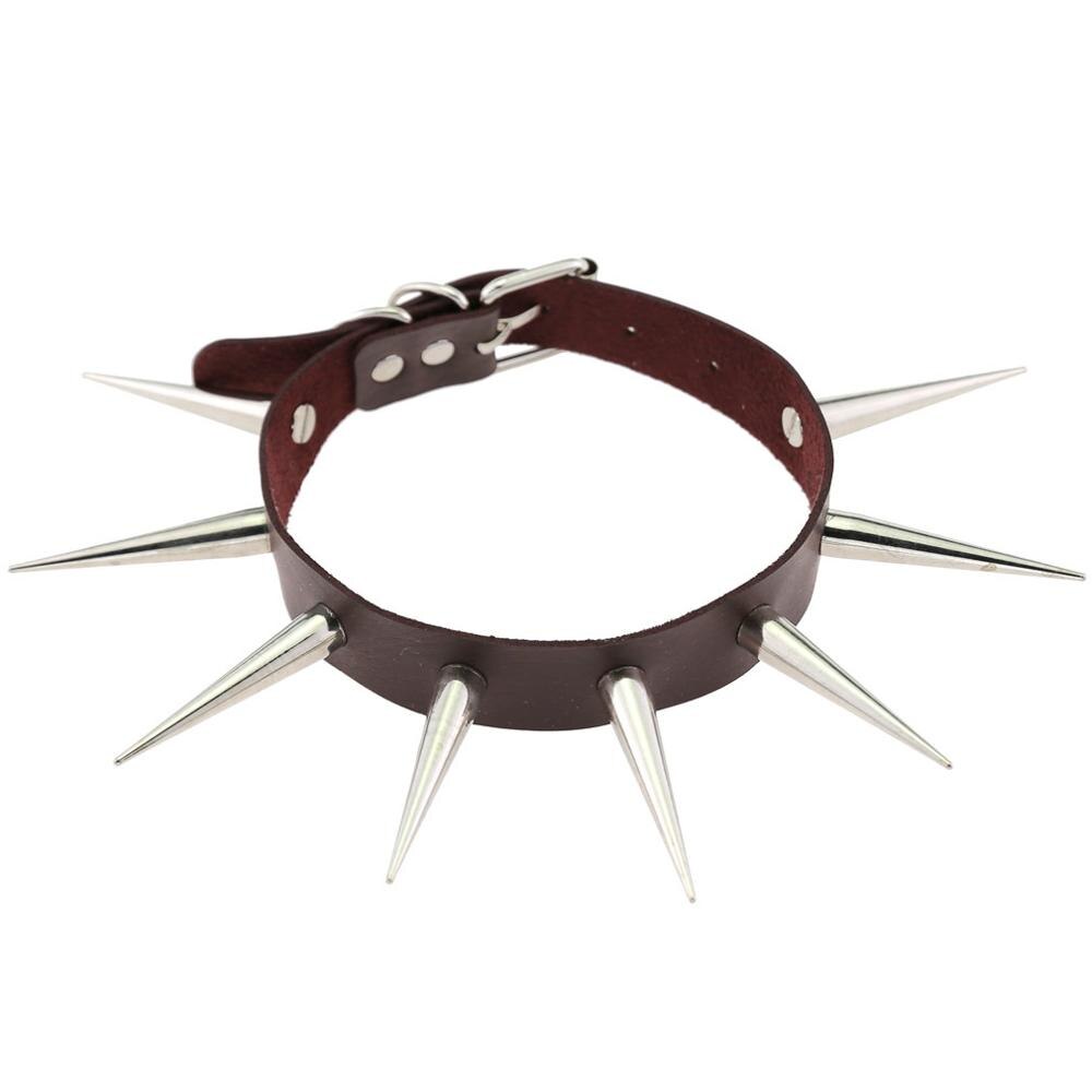 Big Long Spiked Choker Punk Collar Women Men Rivets Studded Chocker Chunky Necklace Goth Jewelry Metal Gothic Emo Accessories: Light Yellow Color