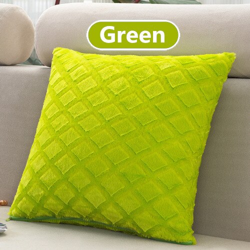 1Pcs 43*43cm Plaids Pattern Soft Short Velvet Throw Pillow Cushion Cover Seat Car Home Sofa Bed Decorative Pillowcase 40059: Green