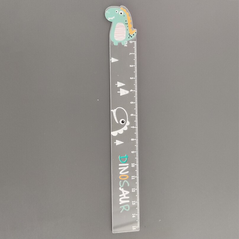 Règle de Dinosaure Kawaii Transparente et Mignonne de 15cm, Outil de Dessin à Faire Soi-Même, Fournitures Scolaires pour Étudiant: YELLOW