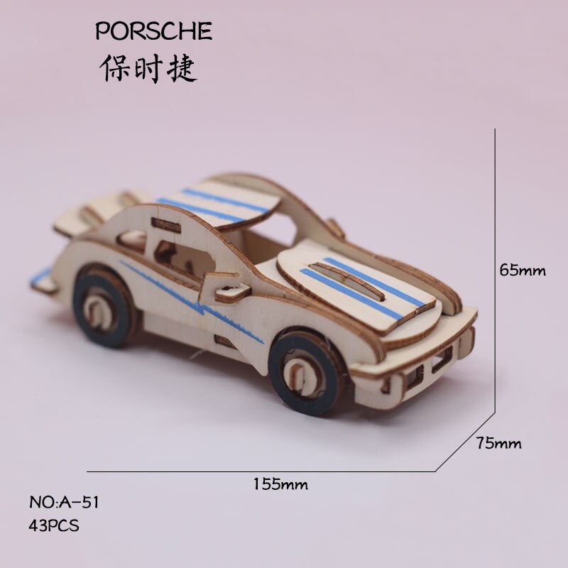 Feooe Intelligentie Ontwikkeling 3D Puzzel Handgemaakte Houten Montage Simulatie Model Auto Kinderen Speelgoed Wl: Porsche