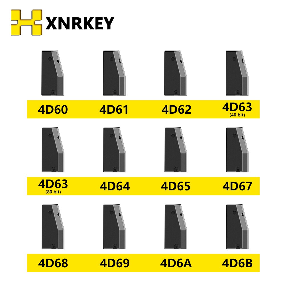 Chave Do Carro Transponder Chip 4D60 XNRKEY 4D61 4D62 4D63 40Bit 4D63 80Bit 4D64 4D65 4D67 4D68 4D69 4D6A 4D6B Chip Em Branco