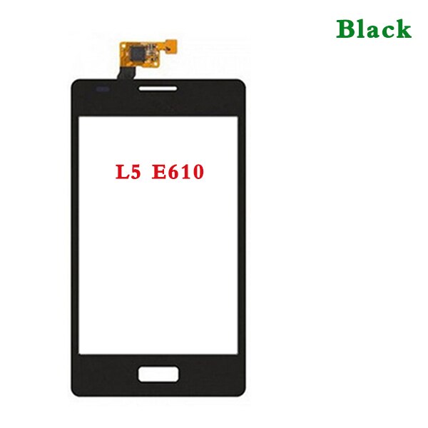 Écran tactile 4.0 pouces pour lg optimus  l5 e610 e612 et dual  e615, capteur numériseur, panneau de lentille en verre avant extérieur: E610 noirs