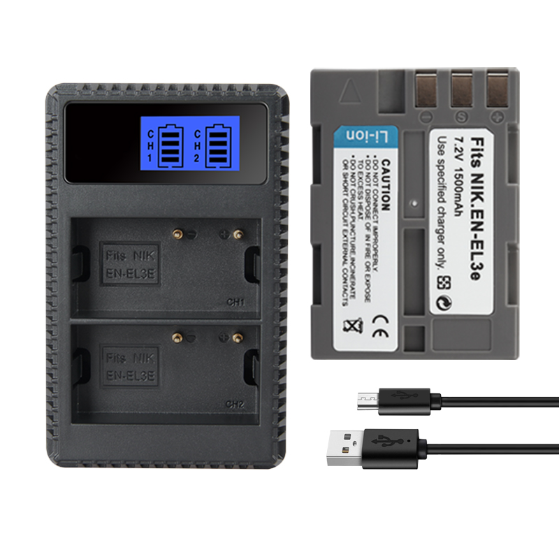 EN-EL3e EN EL3e Battery Charger for Nikon D30 D300s D50 D70 D70S D100 D200 D300 D800 V1 1500mAh ENEL3e Batteries Charger: WHITE