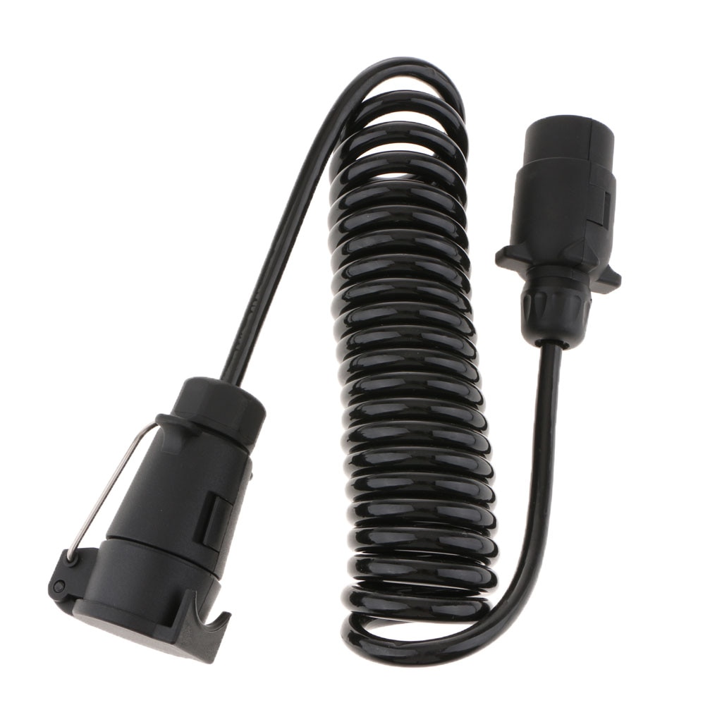 Black Round RV 7-Way 7-Pin Trailer Light Adapter Plug Connector 2 Meters